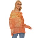 Abstract Texture Of Colorful Bright Pattern Of Transparent Leaves Of Orange And Yellow Color Off Shoulder Chiffon Pocket Shirt View3