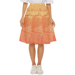 Abstract Texture Of Colorful Bright Pattern Of Transparent Leaves Of Orange And Yellow Color Classic Short Skirt