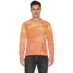 Abstract Texture Of Colorful Bright Pattern Of Transparent Leaves Of Orange And Yellow Color Men s Fleece Sweatshirt by Posterlux