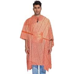 Abstract Texture Of Colorful Bright Pattern Of Transparent Leaves Of Orange And Yellow Color Men s Hooded Rain Ponchos