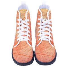 Abstract Texture Of Colorful Bright Pattern Of Transparent Leaves Of Orange And Yellow Color Women s High-top Canvas Sneakers