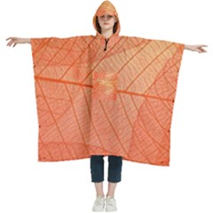 Abstract Texture Of Colorful Bright Pattern Of Transparent Leaves Of Orange And Yellow Color Women s Hooded Rain Ponchos