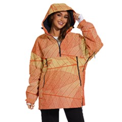 Abstract Texture Of Colorful Bright Pattern Of Transparent Leaves Of Orange And Yellow Color Women s Ski And Snowboard Waterproof Breathable Jacket