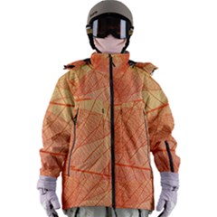 Abstract Texture Of Colorful Bright Pattern Of Transparent Leaves Of Orange And Yellow Color Women s Zip Ski And Snowboard Waterproof Breathable Jacket