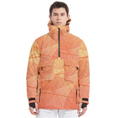 Abstract Texture Of Colorful Bright Pattern Of Transparent Leaves Of Orange And Yellow Color Men s Pullover Zip Ski And Snowboard Waterproof Breathable Jacket