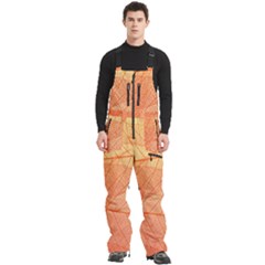 Abstract Texture Of Colorful Bright Pattern Of Transparent Leaves Of Orange And Yellow Color Men s Front Zip Ski And Snowboard Bib Pants