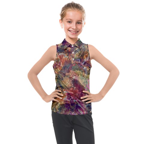 Blended Symmetry Kids  Sleeveless Polo T-shirt by kaleidomarblingart