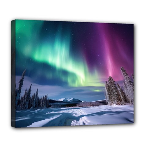 Northern Lights Aurora Night Nature Deluxe Canvas 24  X 20  (stretched)