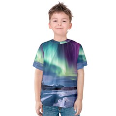 Northern Lights Aurora Night Nature Kids  Cotton T-shirt