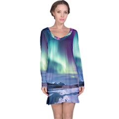 Northern Lights Aurora Night Nature Long Sleeve Nightdress