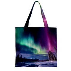 Northern Lights Aurora Night Nature Zipper Grocery Tote Bag