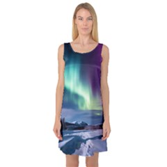 Northern Lights Aurora Night Nature Sleeveless Satin Nightdress