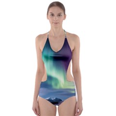 Northern Lights Aurora Night Nature Cut-out One Piece Swimsuit