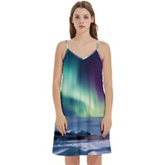 Northern Lights Aurora Night Nature Mini Camis Dress With Pockets