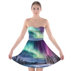 Northern Lights Aurora Night Nature Strapless Bra Top Dress