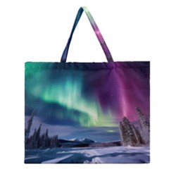 Northern Lights Aurora Night Nature Zipper Large Tote Bag