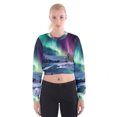 Northern Lights Aurora Night Nature Cropped Sweatshirt