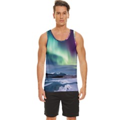 Northern Lights Aurora Night Nature Men s Wide Collar Tank Top