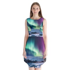 Northern Lights Aurora Night Nature Sleeveless Chiffon Dress  