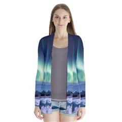 Northern Lights Aurora Night Nature Drape Collar Cardigan