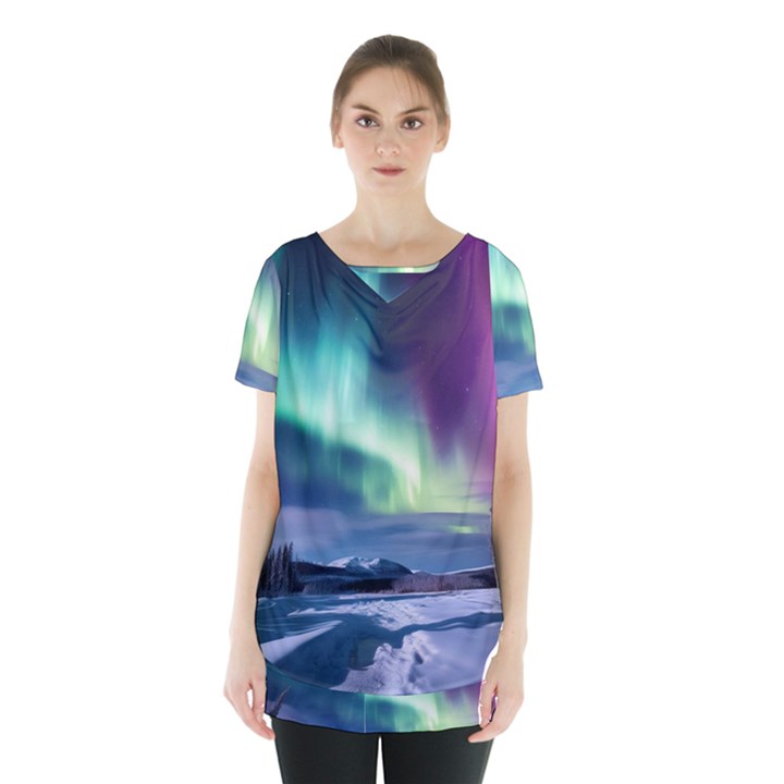 Northern Lights Aurora Night Nature Skirt Hem Sports Top