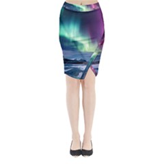 Northern Lights Aurora Night Nature Midi Wrap Pencil Skirt