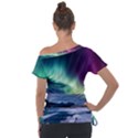 Northern Lights Aurora Night Nature Off Shoulder Tie-Up T-Shirt View2