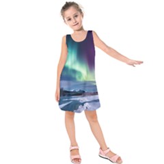 Northern Lights Aurora Night Nature Kids  Sleeveless Dress