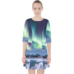 Northern Lights Aurora Night Nature Quarter Sleeve Pocket Dress