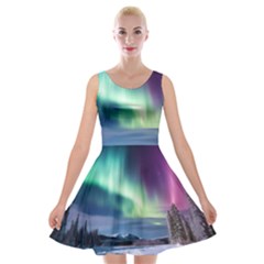 Northern Lights Aurora Night Nature Velvet Skater Dress