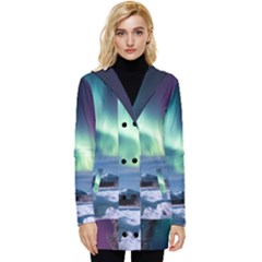 Northern Lights Aurora Night Nature Button Up Hooded Coat 