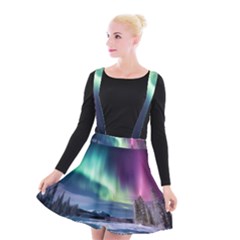 Northern Lights Aurora Night Nature Suspender Skater Skirt