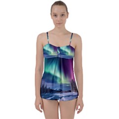 Northern Lights Aurora Night Nature Babydoll Tankini Set