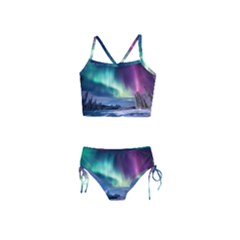 Northern Lights Aurora Night Nature Girls  Tankini Swimsuit