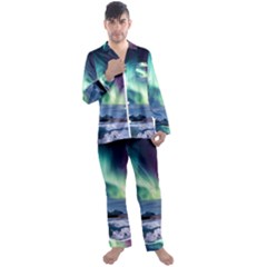 Northern Lights Aurora Night Nature Men s Long Sleeve Satin Pajamas Set