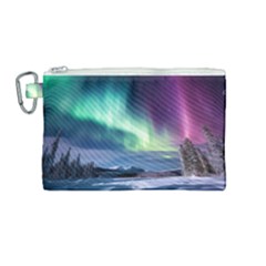 Northern Lights Aurora Night Nature Canvas Cosmetic Bag (medium)