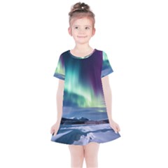 Northern Lights Aurora Night Nature Kids  Simple Cotton Dress