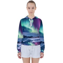 Northern Lights Aurora Night Nature Women s Tie Up Sweat