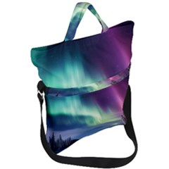 Northern Lights Aurora Night Nature Fold Over Handle Tote Bag