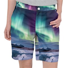 Northern Lights Aurora Night Nature Women s Pocket Shorts