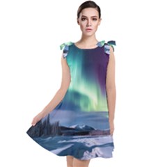 Northern Lights Aurora Night Nature Tie Up Tunic Dress