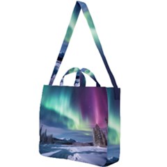 Northern Lights Aurora Night Nature Square Shoulder Tote Bag