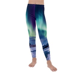 Northern Lights Aurora Night Nature Kids  Lightweight Velour Leggings