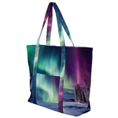 Northern Lights Aurora Night Nature Zip Up Canvas Bag