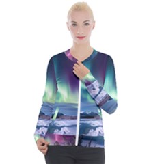 Northern Lights Aurora Night Nature Casual Zip Up Jacket