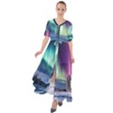 Northern Lights Aurora Night Nature Waist Tie Boho Maxi Dress View1