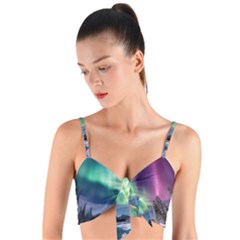 Northern Lights Aurora Night Nature Woven Tie Front Bralet