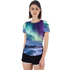 Northern Lights Aurora Night Nature Back Cut Out Sport T-shirt