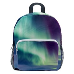 Northern Lights Aurora Night Nature Kids  Age 5-10 Lightweight School Backpack With Side Pockets