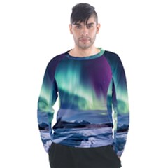 Northern Lights Aurora Night Nature Men s Long Sleeve Raglan T-shirt